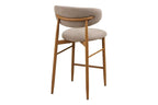 Chaise de bar LEVANTO pieds effet chêne – tissu sable 52 x 55 cm | TIKAYLA