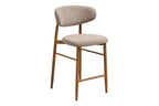 Chaise de bar LEVANTO pieds effet chêne – tissu sable 52 x 55 cm | TIKAYLA