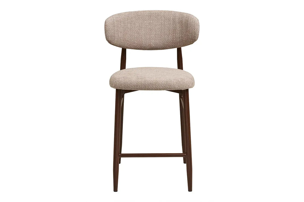 Chaise de bar LEVANTO pieds effet noyer – tissu sable 52 x 55 cm | TIKAYLA