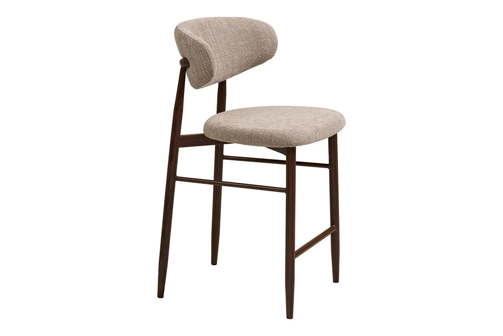 Chaise de bar LEVANTO pieds effet noyer – tissu sable 52 x 55 cm | TIKAYLA
