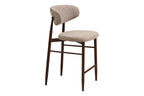 Chaise de bar LEVANTO pieds effet noyer – tissu sable 52 x 55 cm | TIKAYLA