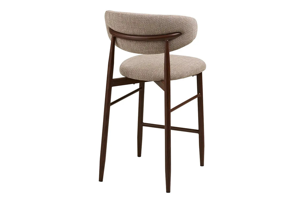 Chaise de bar LEVANTO pieds effet noyer – tissu sable 52 x 55 cm | TIKAYLA