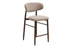 Chaise de bar LEVANTO pieds effet noyer – tissu sable 52 x 55 cm | TIKAYLA