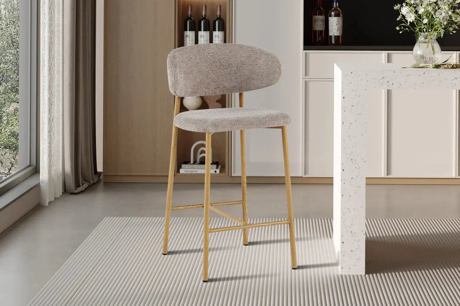 Chaise de bar COYA Naturel et Sable – 51 x 50 cm | TIKAYLA