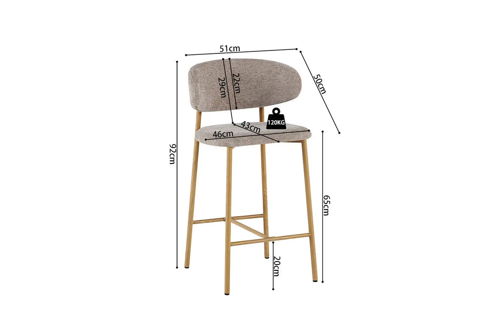 Chaise de bar COYA Naturel et Sable – 51 x 50 cm | TIKAYLA