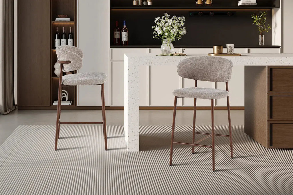 Chaise de bar COYA Noyer et Sable – 51 x 50 cm | TIKAYLA