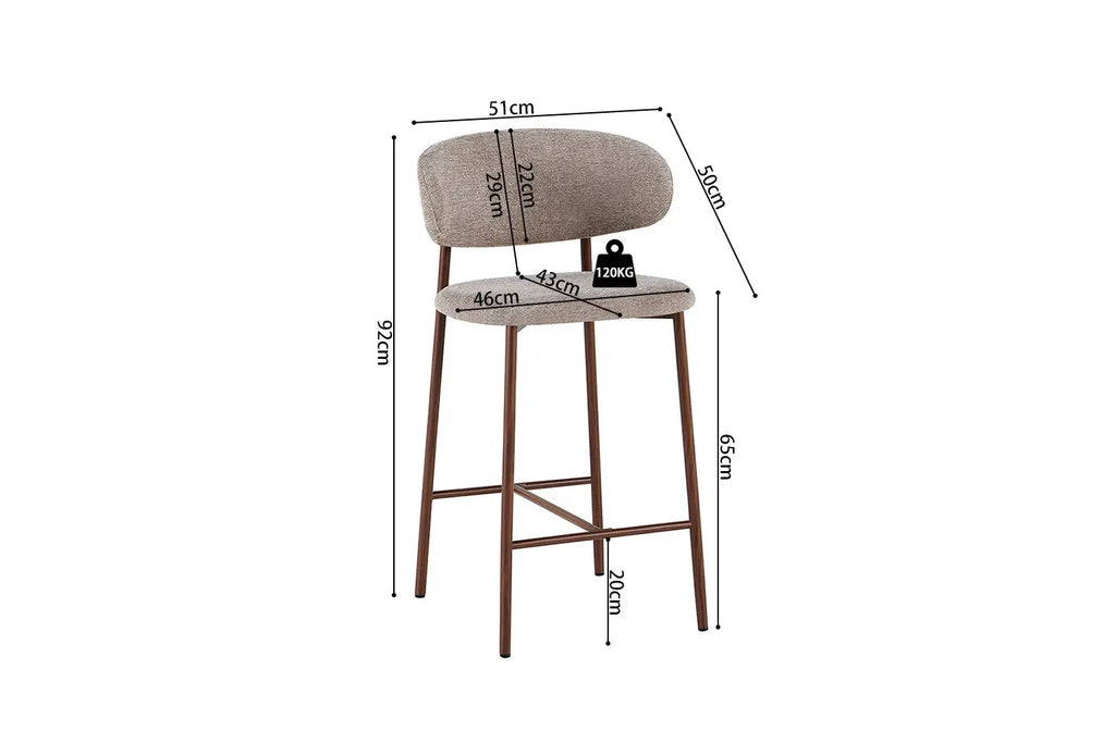 Chaise de bar COYA Noyer et Sable – 51 x 50 cm | TIKAYLA