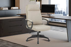 Chaise de bureau ARMEL en similicuir beige, piètement à roulettes