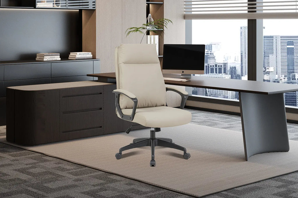 Chaise de bureau ARMEL beige vue de profil