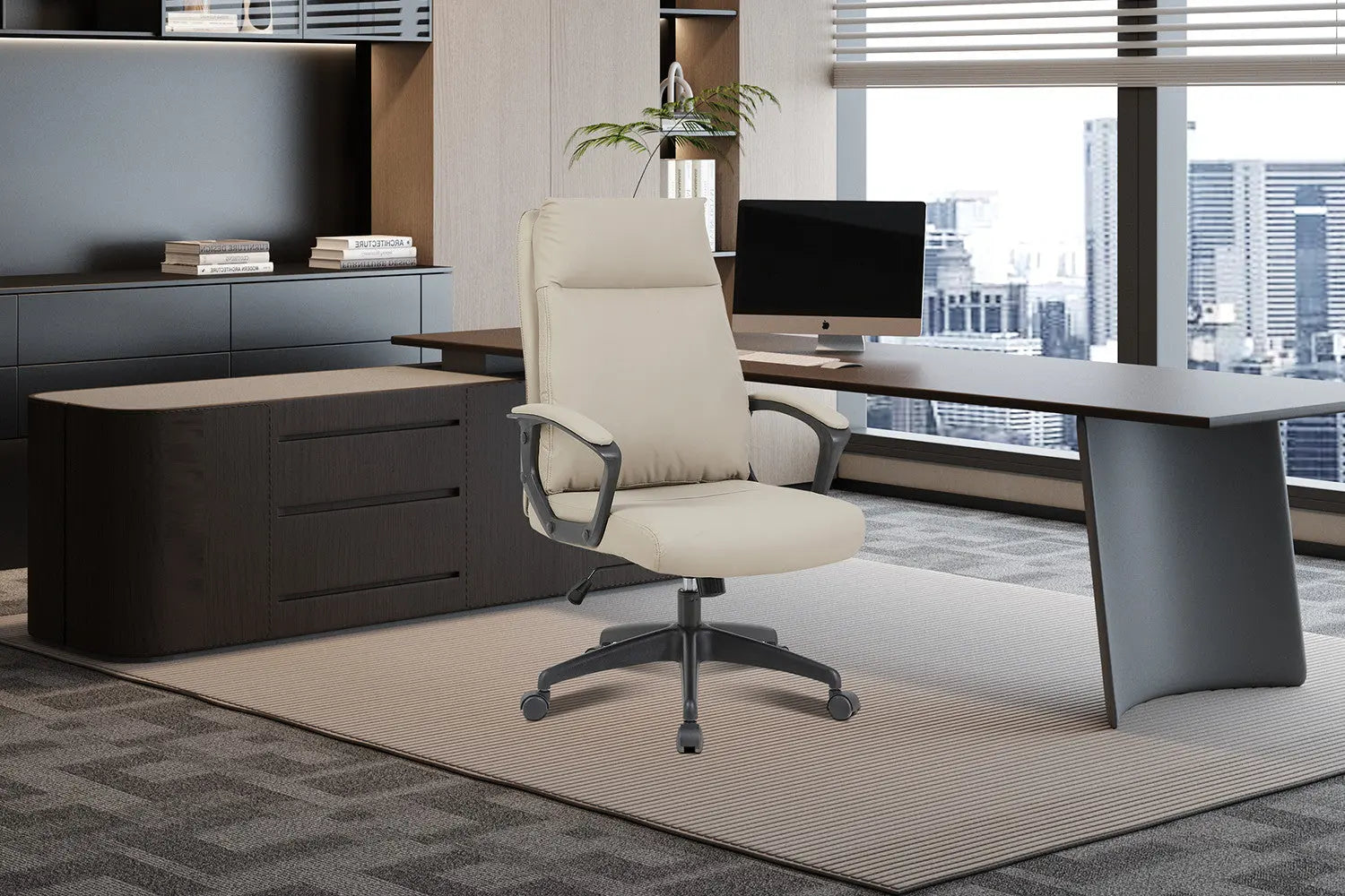 Chaise de bureau ARMEL beige vue de profil