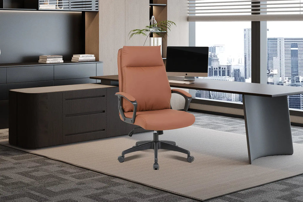Chaise de bureau ARMEL cognac vue de profil