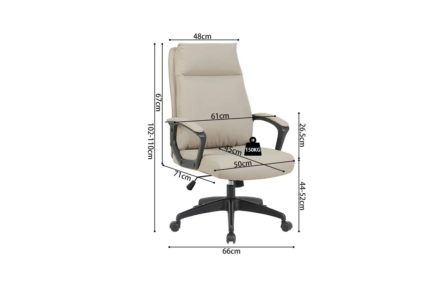 Chaise de Bureau ARMEL en Polyuréthane (PU) - 45 x 50 cm