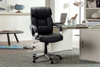 Chaise de bureau DALIA en similicuir noir, dossier haut 111 a 120 cm - TIKAYLA