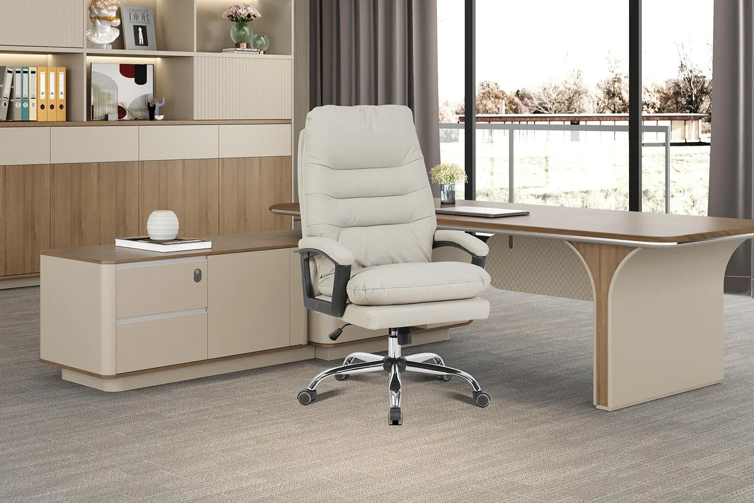 Chaise de bureau DANIELA beige vue de profil