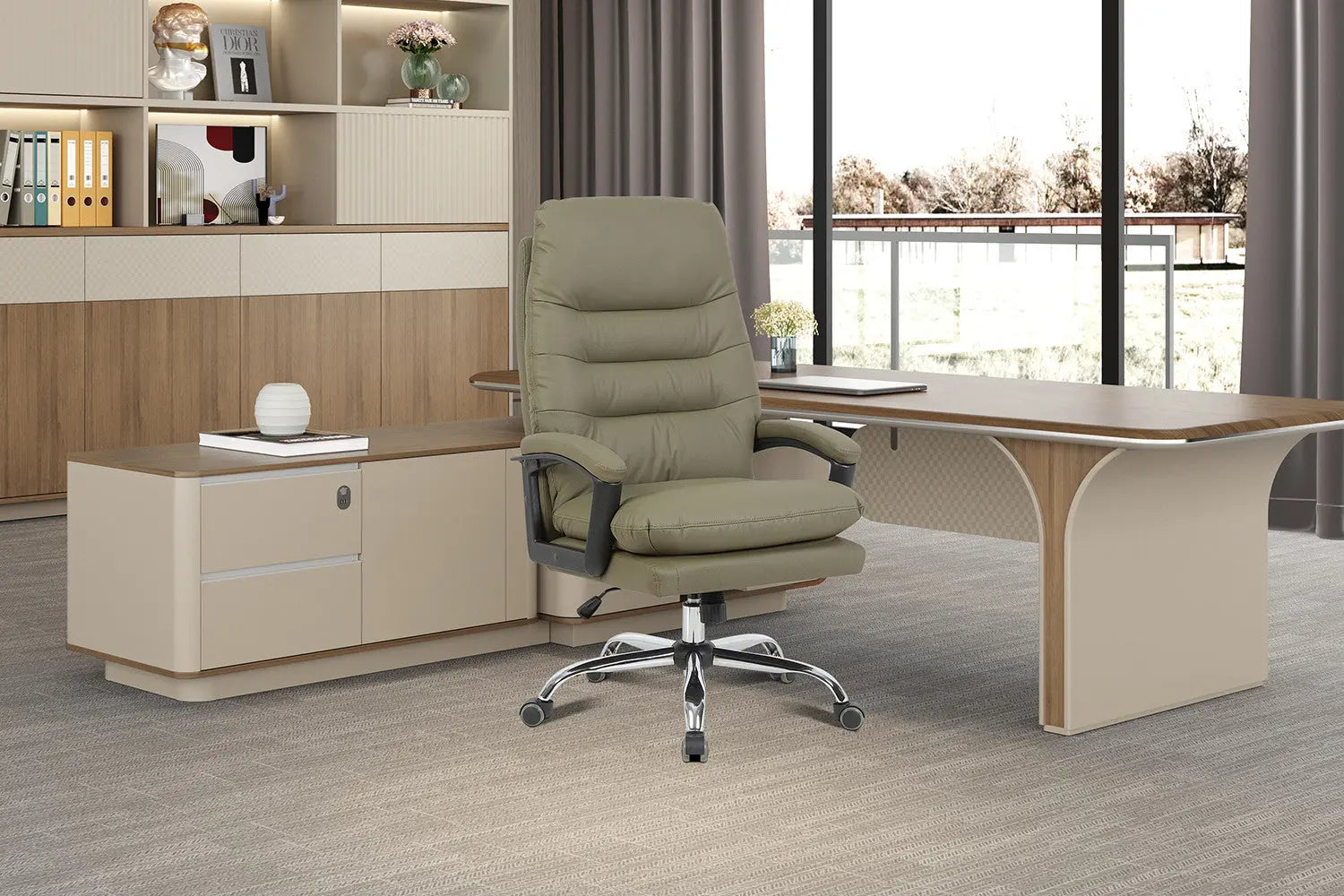 Chaise de bureau DANIELA verte vue de profil