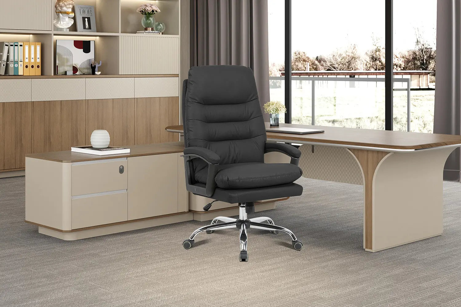 Chaise de bureau DANIELA noire vue de profil