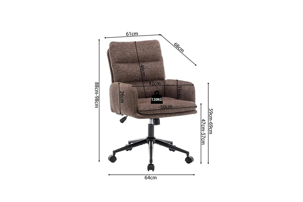 Schema cote de la chaise de bureau EMMY 64 x 68 cm - TIKAYLA