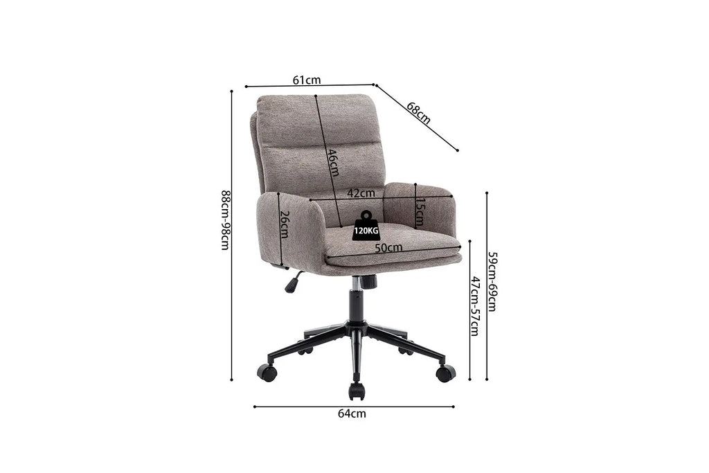 Schema cote de la chaise de bureau EMMY sable 64 x 68 cm - TIKAYLA