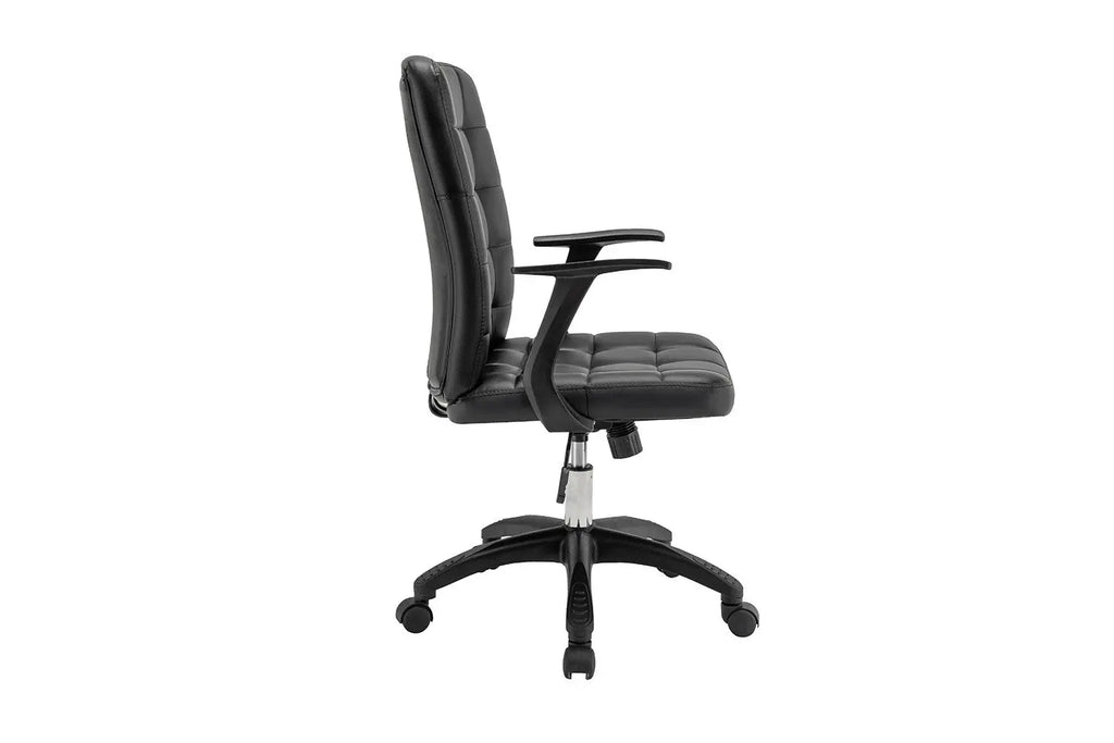 Chaise de bureau LUKY noire vue de cote, dossier haut - TIKAYLA
