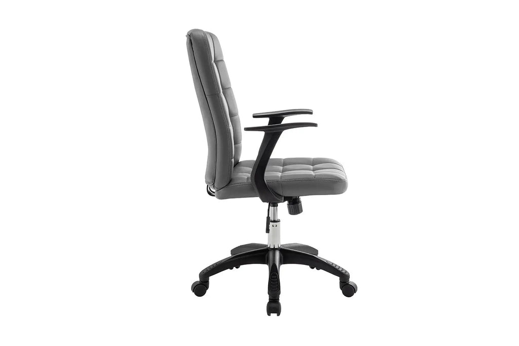 Chaise de bureau LUKY grise vue de cote, dossier haut - TIKAYLA