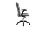 Chaise de bureau LUKY grise vue de cote, dossier haut - TIKAYLA