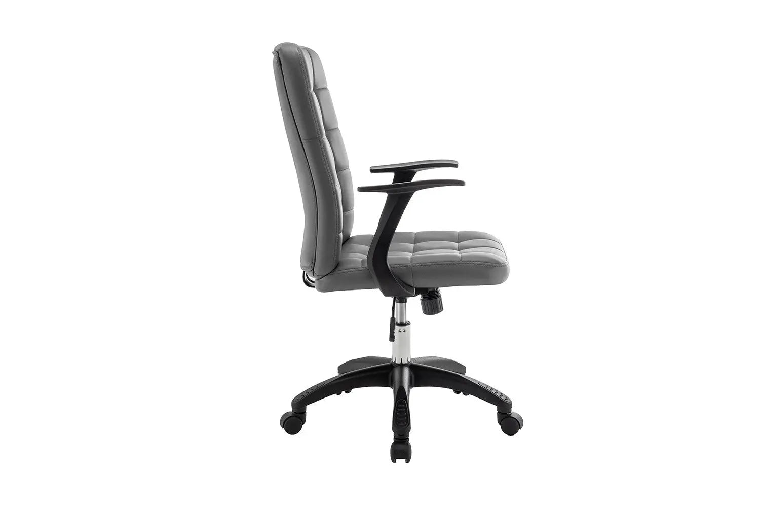 Chaise de bureau LUKY grise vue de cote, dossier haut - TIKAYLA