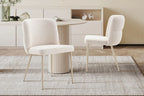 Chaise de salle à manger ALYX, tissu beige, pied beige