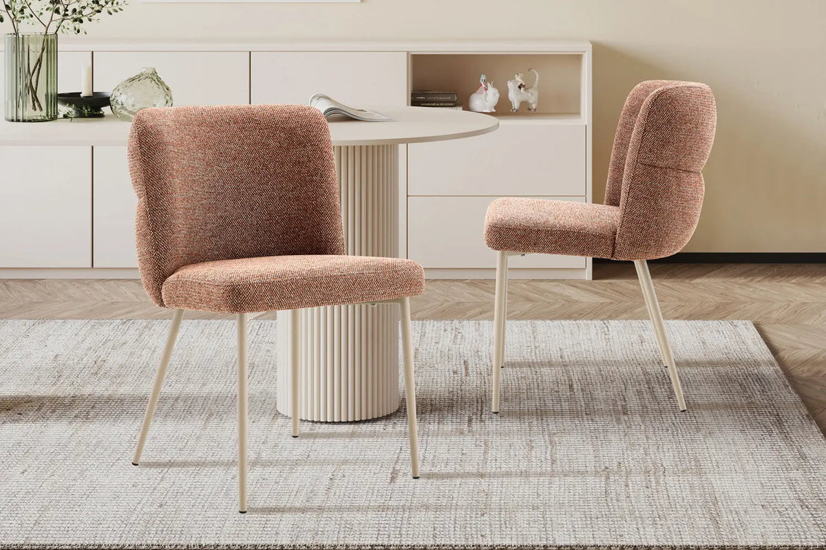 Chaise de salle à manger ALYX, tissu rouille, pied beige