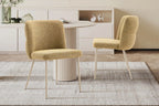 Chaise de salle à manger ALYX, tissu jaune, pied beige