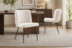 Chaise de salle à manger ALYX, tissu beige, pied noyer