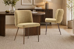 Chaise de salle à manger ALYX, tissu jaune, pied noyer