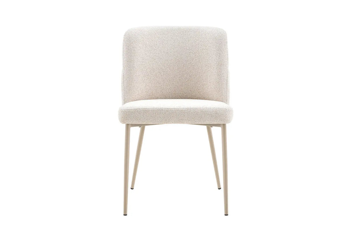 Chaise de salle à manger ALYX, tissu beige, pied beige