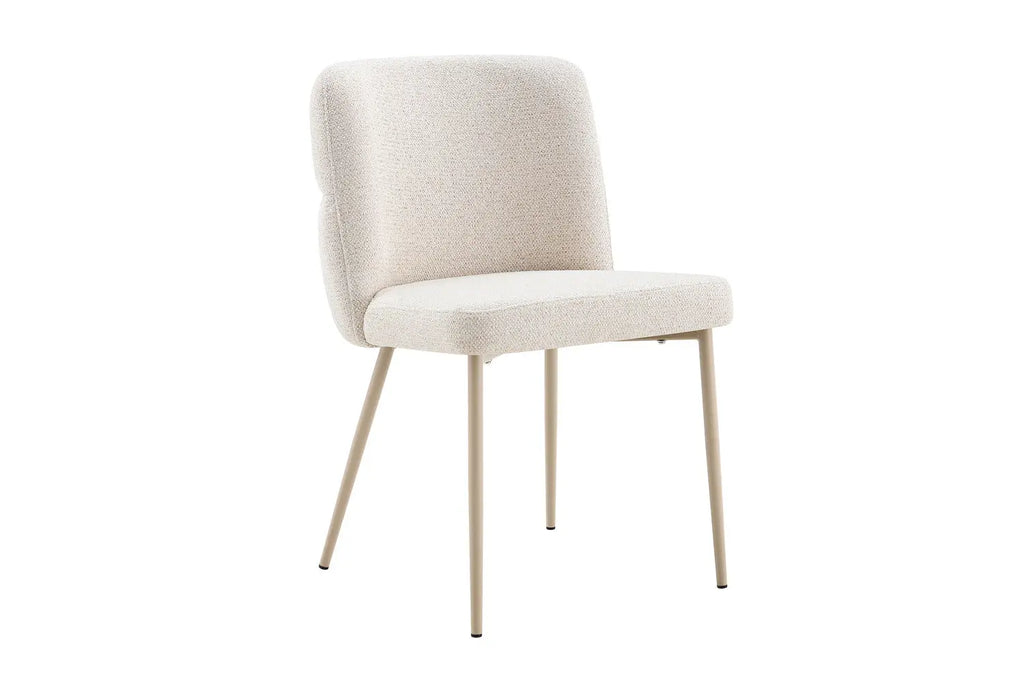 Chaise de salle à manger ALYX, tissu beige, pied beige