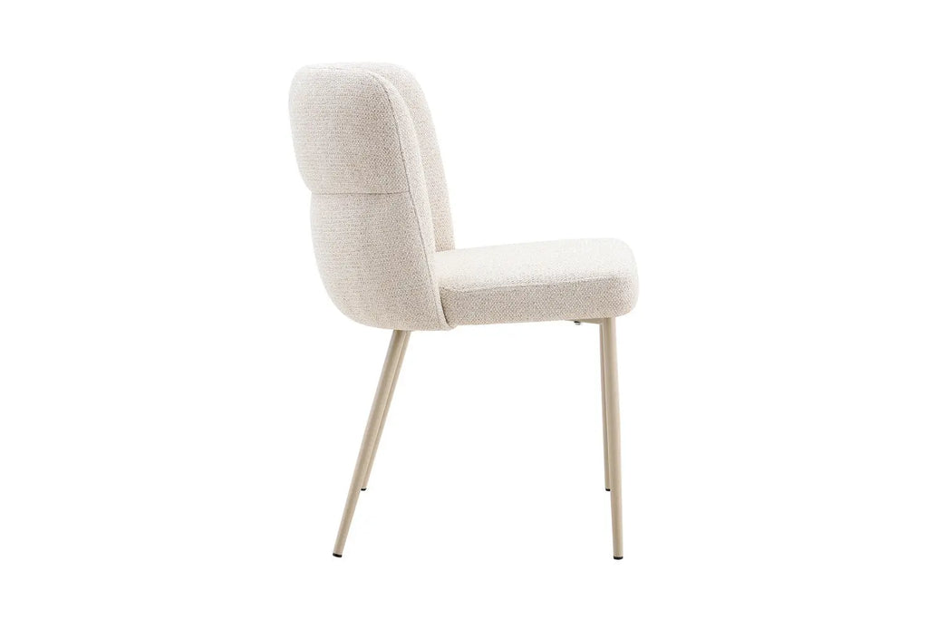 Chaise de salle à manger ALYX, tissu beige, pied beige