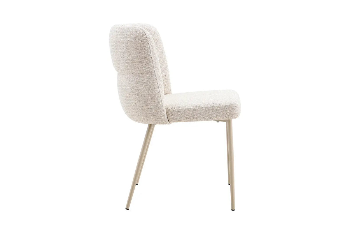 Chaise de salle à manger ALYX, tissu beige, pied beige