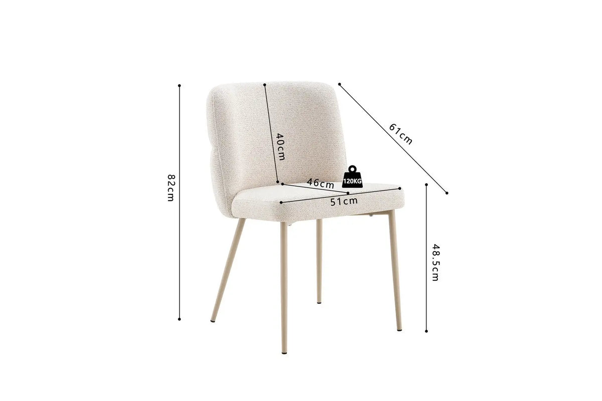 Chaise de salle à manger ALYX, tissu beige, pied beige