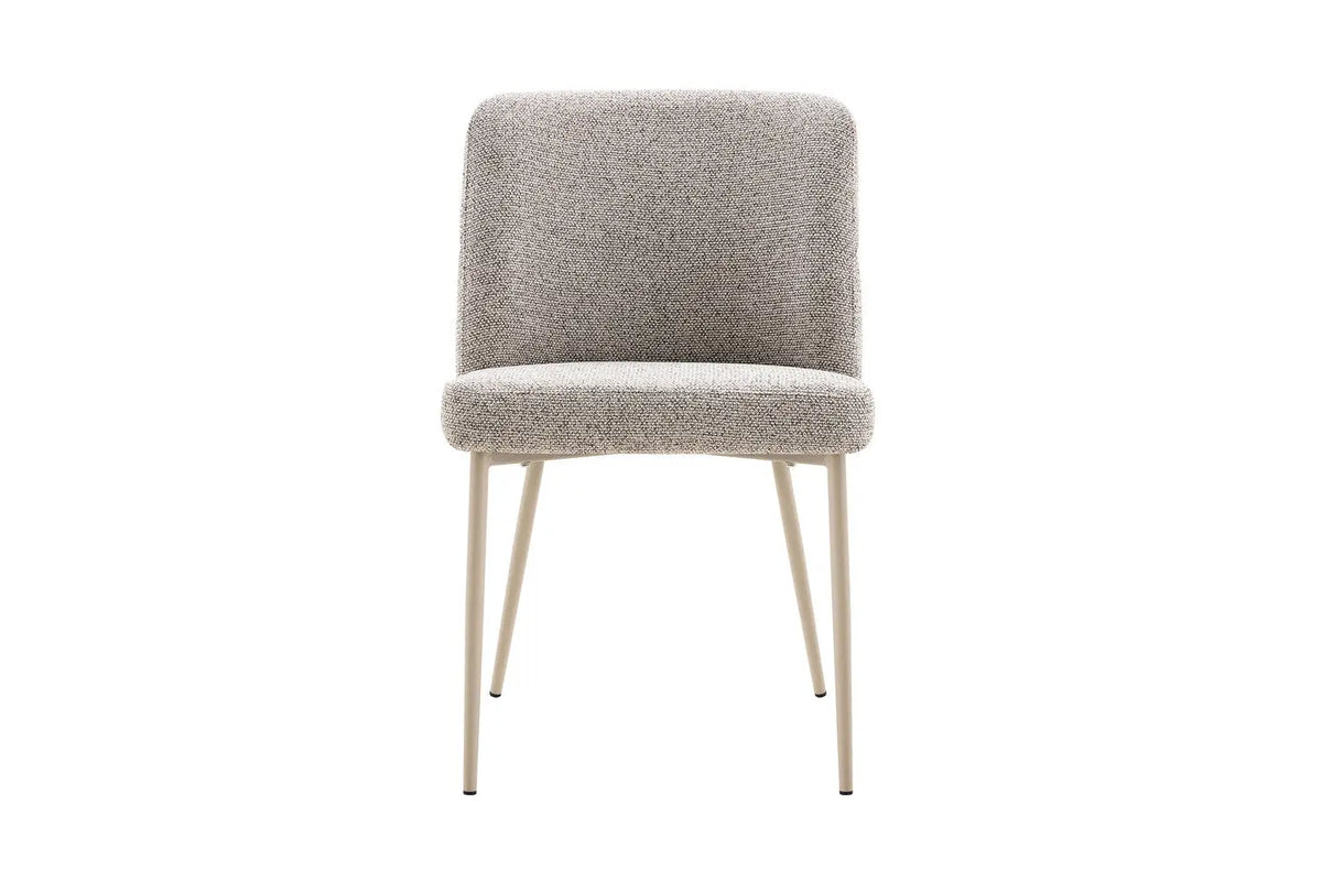 Chaise de salle à manger ALYX, tissu poivre, pied beige