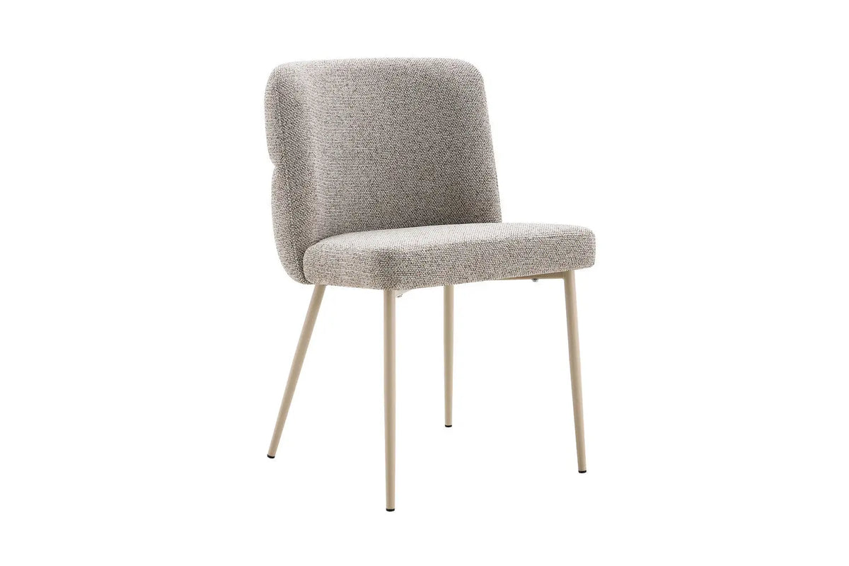 Chaise de salle à manger ALYX, tissu poivre, pied beige