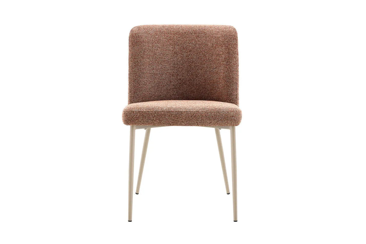 Chaise de salle à manger ALYX, tissu rouille, pied beige