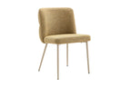 Chaise de salle à manger ALYX, tissu jaune, pied beige