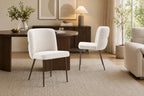 Chaise de salle à manger ALYX, tissu beige, pied noyer