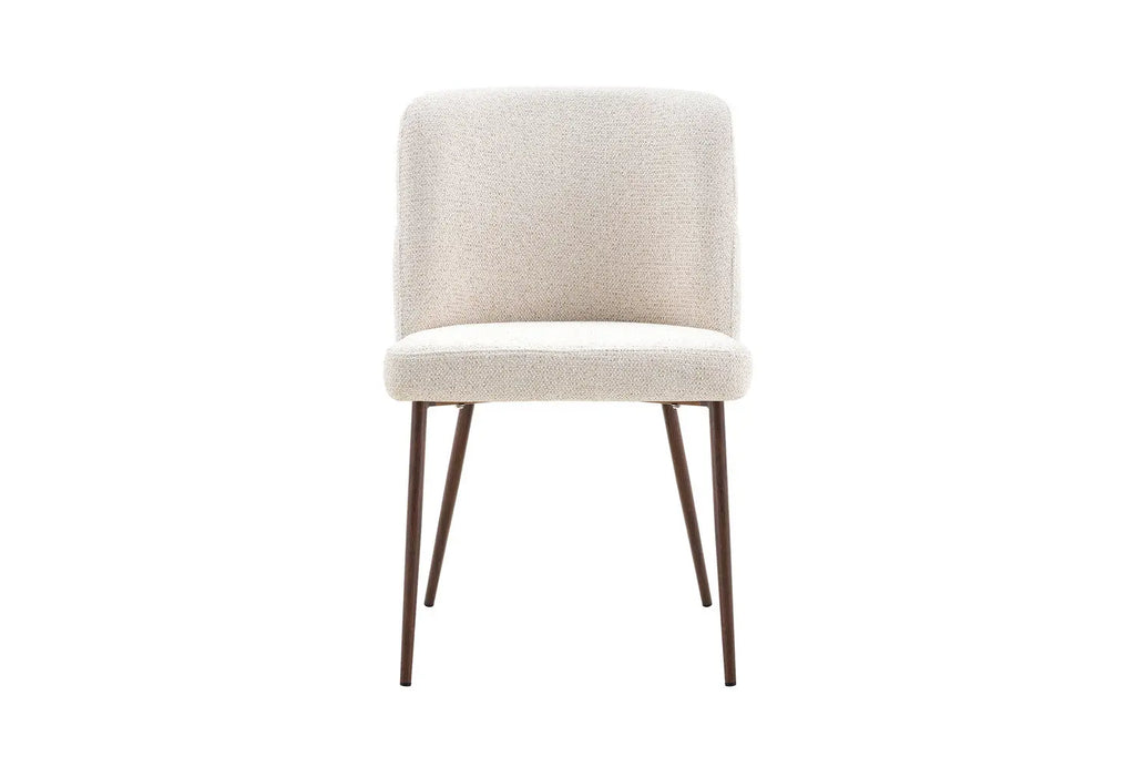 Chaise de salle à manger ALYX, tissu beige, pied noyer