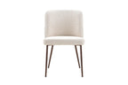 Chaise de salle à manger ALYX, tissu beige, pied noyer
