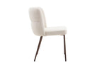 Chaise de salle à manger ALYX, tissu beige, pied noyer