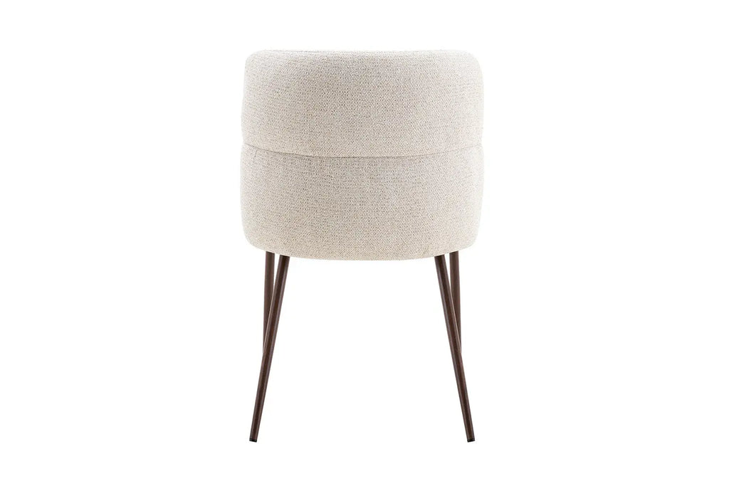 Chaise de salle à manger ALYX, tissu beige, pied noyer