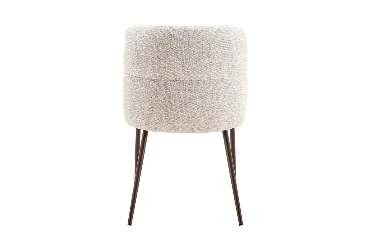 Chaise de salle à manger ALYX, tissu beige, pied noyer