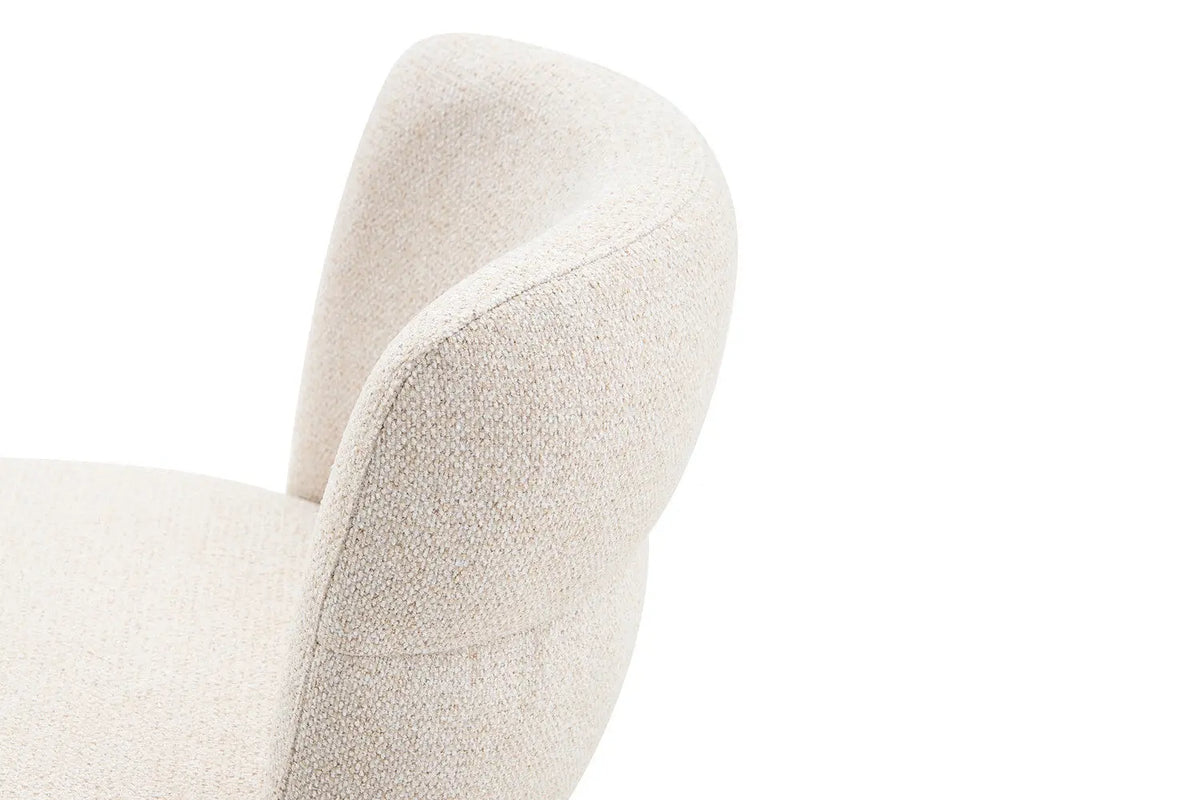 Chaise de salle à manger ALYX, tissu beige, pied noyer
