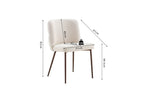 Chaise de salle à manger ALYX, tissu beige, pied noyer