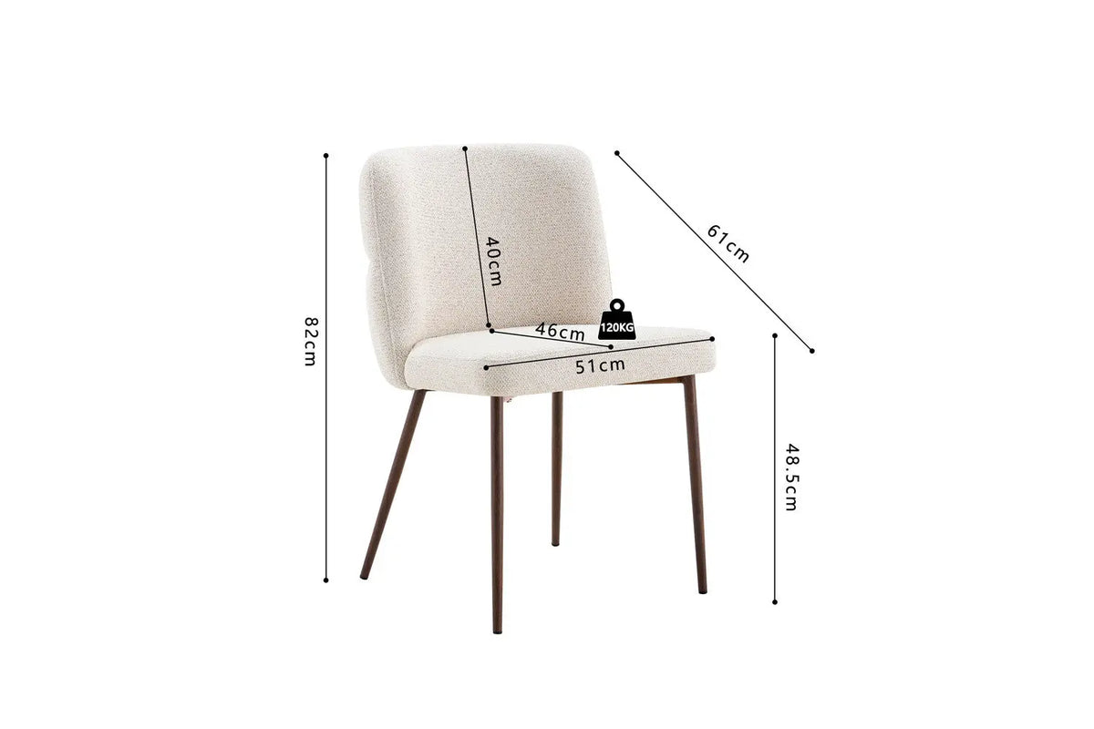Chaise de salle à manger ALYX, tissu beige, pied noyer