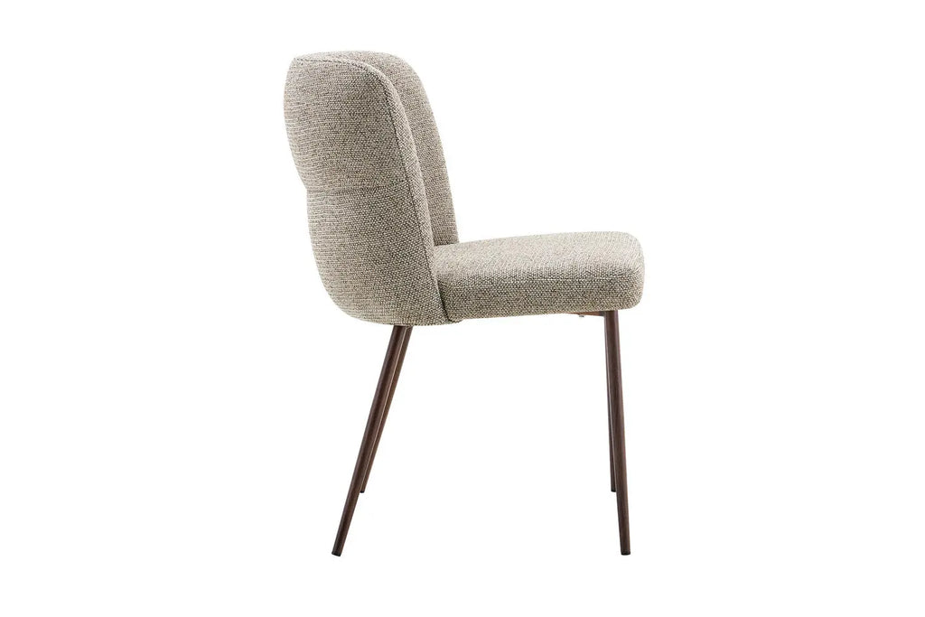 Chaise de salle à manger ALYX, tissu poivre, pied noyer